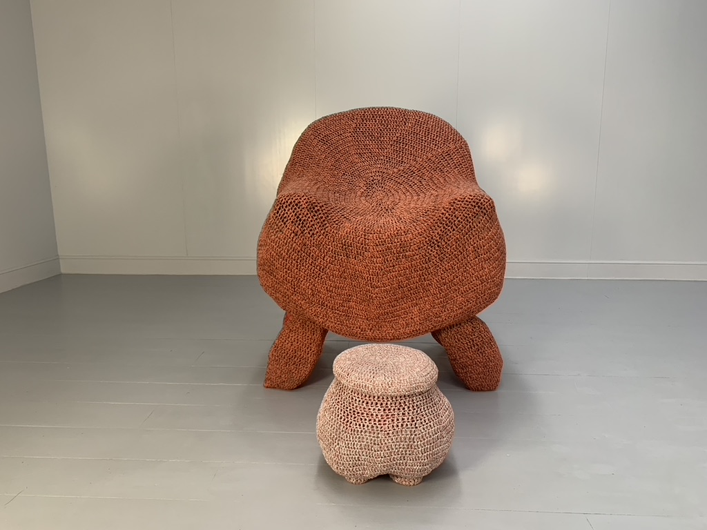 Jordyn Rachel Gardiner "Udder" Armchair & Stool - In Crochet Cotton Yarn