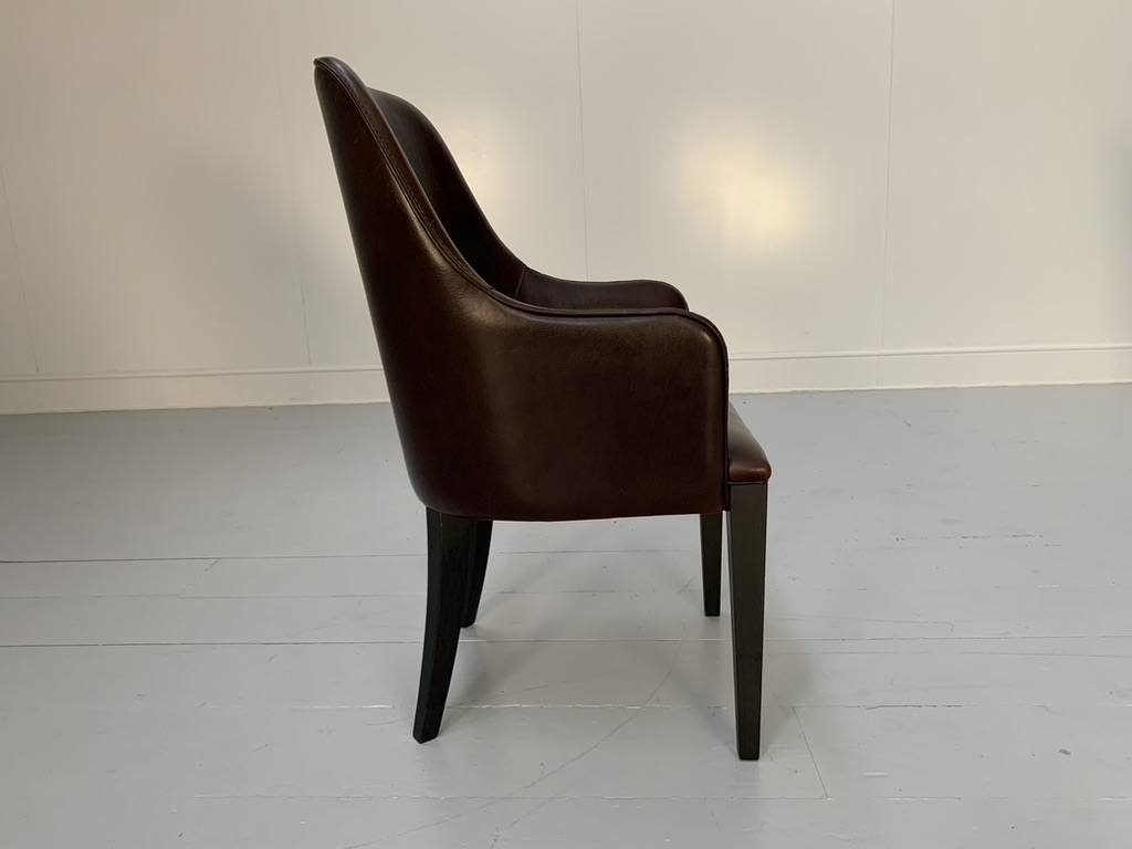 6 Baxter "Decor" Dining Chairs - In Dark-Brown Leather - Image 7