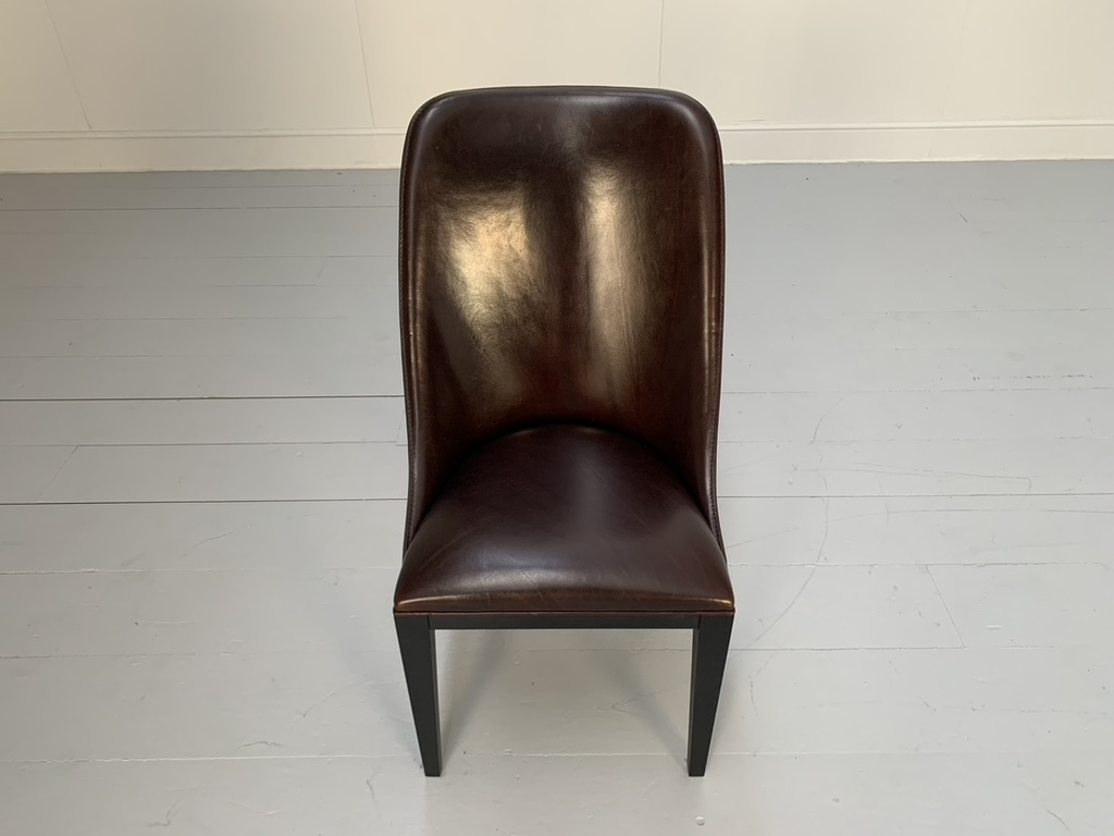 6 Baxter "Decor" Dining Chairs - In Dark-Brown Leather - Image 11
