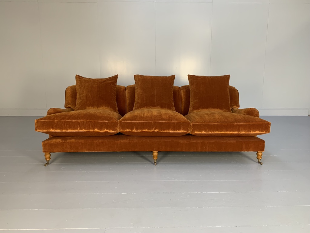 George Sherlock "Sherlock" Large 3-Seat Sofa - In Burnt Orange Velvet