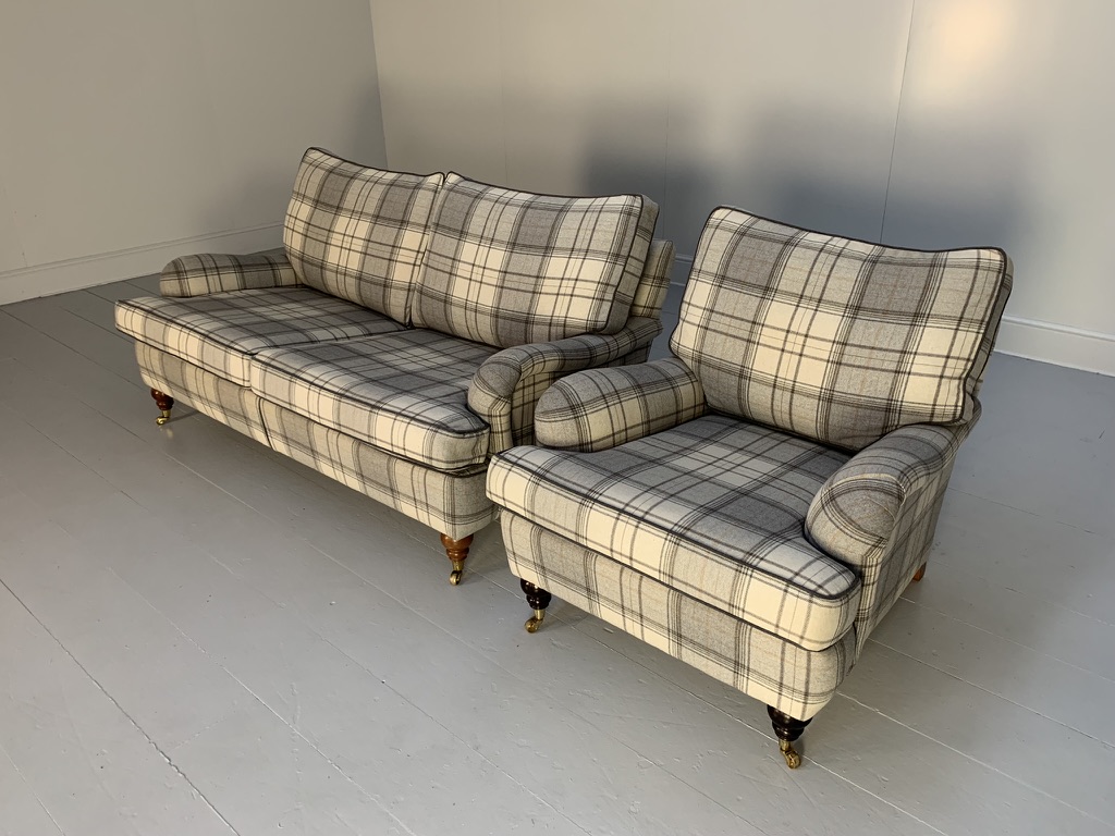 Duresta "Lansdowne" Sofa & Armchair - In Wool Tartan Plaid - Image 4