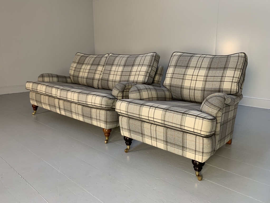 Duresta "Lansdowne" Sofa & Armchair - In Wool Tartan Plaid