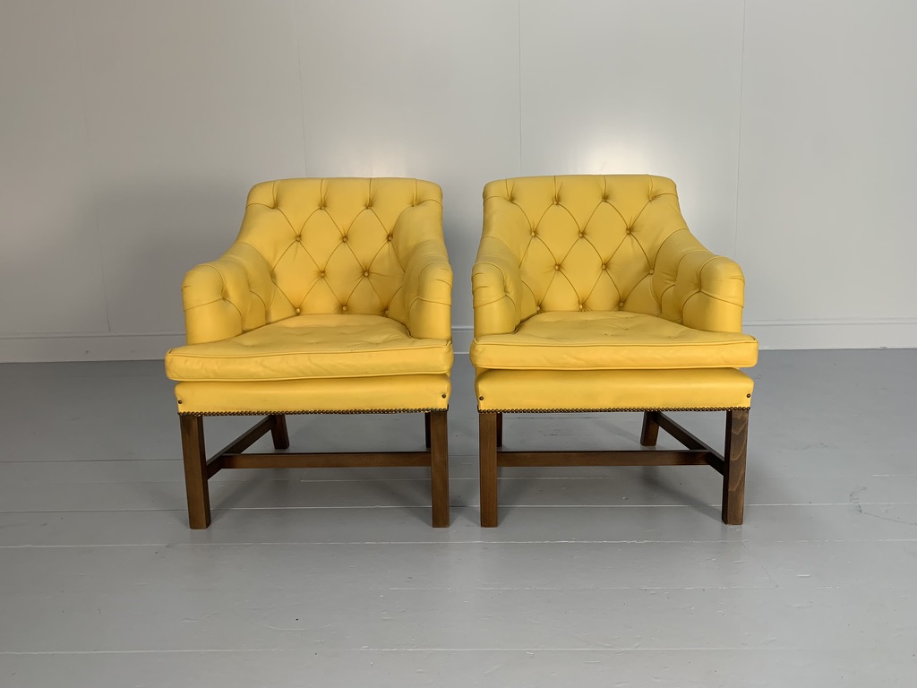 Pair of George Smith "Georgian" Armchairs - In Yellow Leather