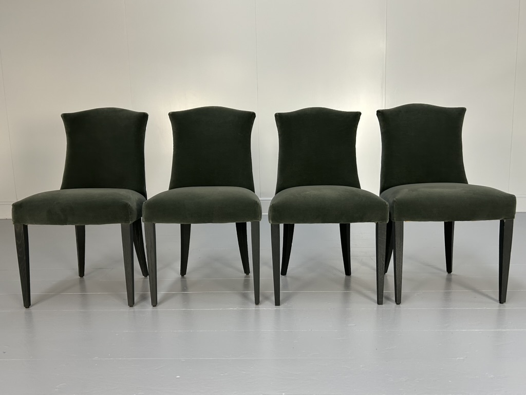 4 William Yeoward "Limpton" Dining Side Chairs - In Green Velvet