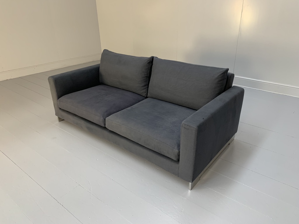 Molteni & C "Reversi" 2.5-Seat Sofa - In Blue Woven Linen - Image 7
