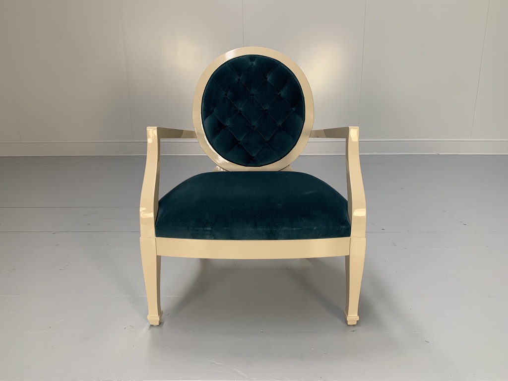 Fendi Casa Occasional/Bedroom Armchair - In Blue Velvet - Image 3