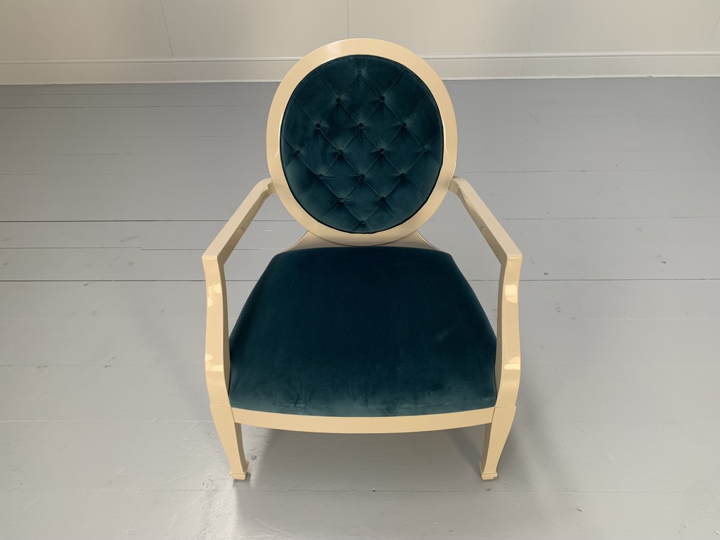 Fendi Casa Occasional/Bedroom Armchair - In Blue Velvet - Image 7