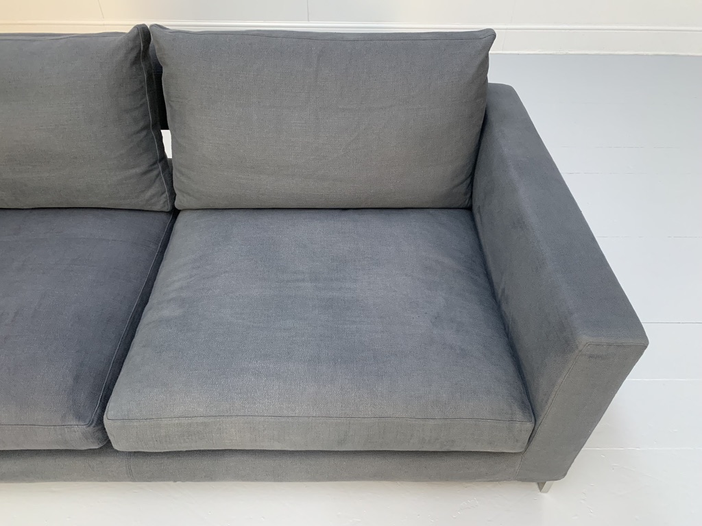 Molteni & C "Reversi" 2.5-Seat Sofa - In Blue Woven Linen - Image 12