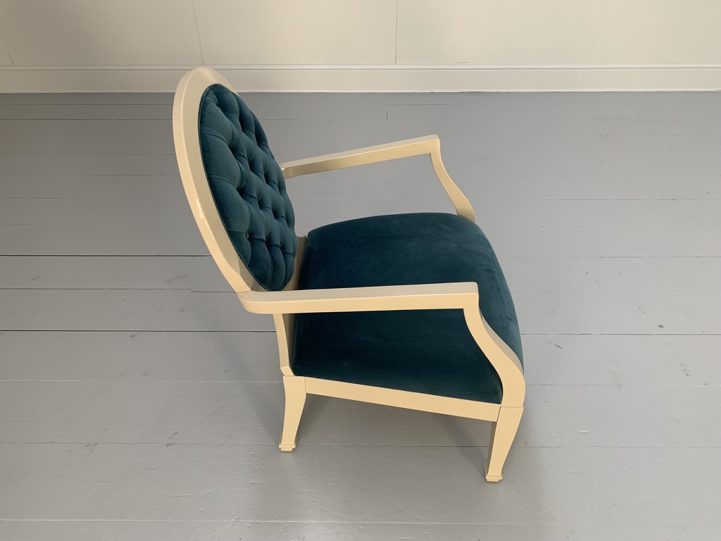 Fendi Casa Occasional/Bedroom Armchair - In Blue Velvet - Image 8