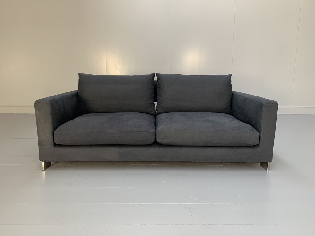Molteni & C "Reversi" 2.5-Seat Sofa - In Blue Woven Linen - Image 3