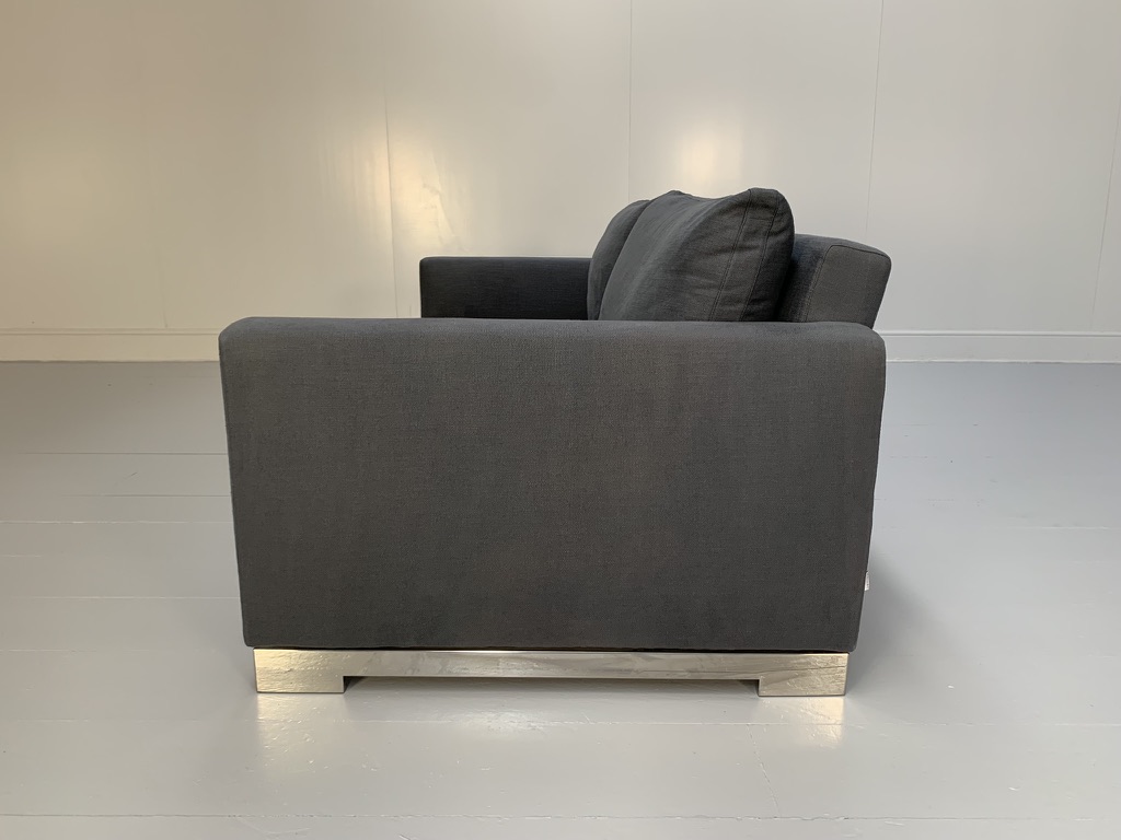 Molteni & C "Reversi" 2.5-Seat Sofa - In Blue Woven Linen - Image 6