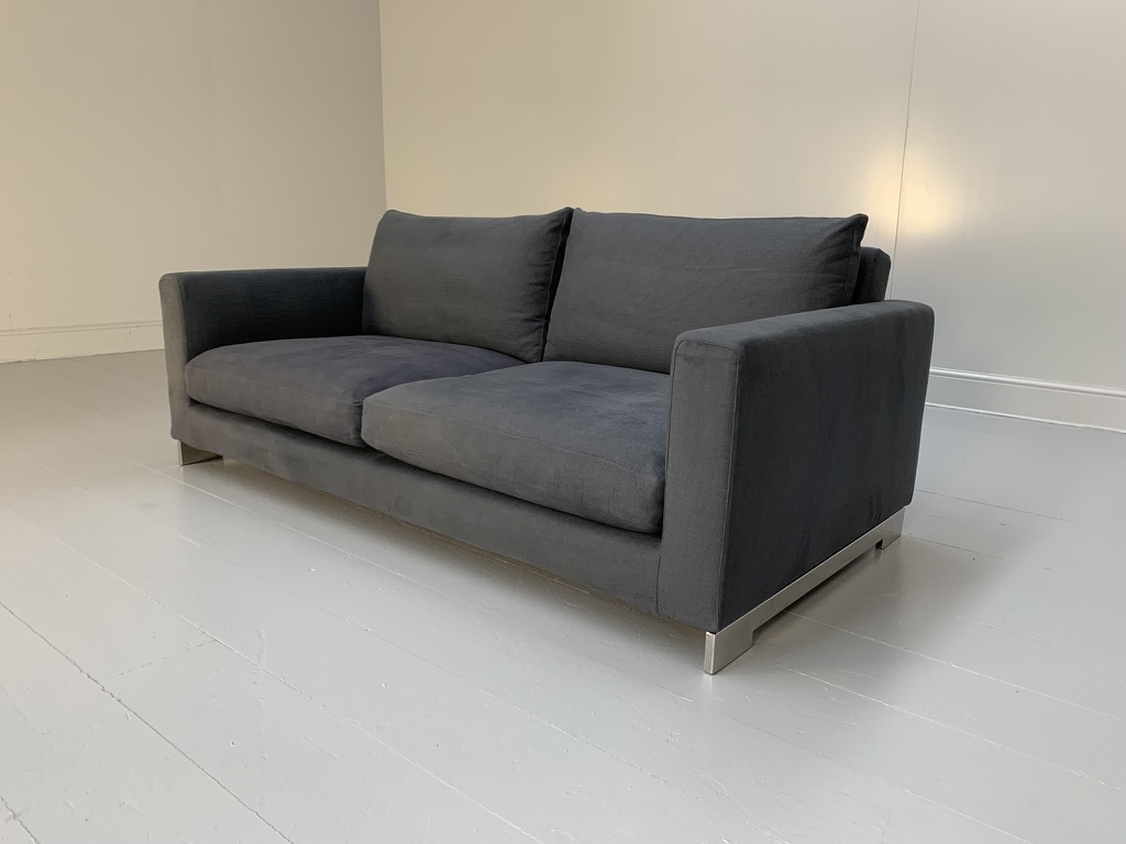 Molteni & C "Reversi" 2.5-Seat Sofa - In Blue Woven Linen