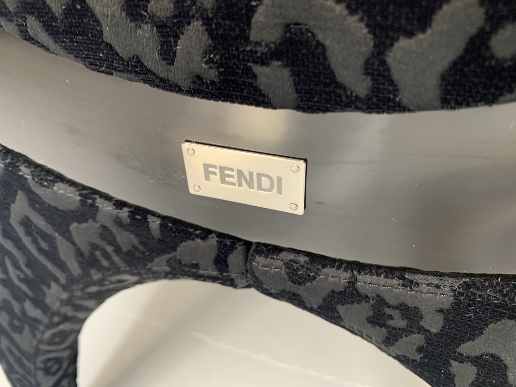 Fendi Casa Armchair - In Black Dark Grey Motif Fabric - Image 13