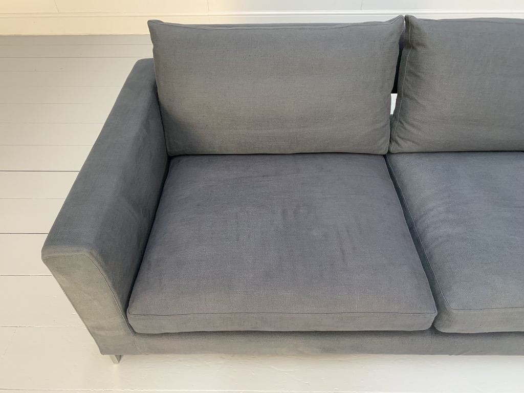 Molteni & C "Reversi" 2.5-Seat Sofa - In Blue Woven Linen - Image 11