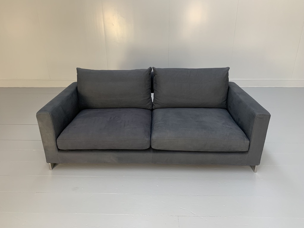 Molteni & C "Reversi" 2.5-Seat Sofa - In Blue Woven Linen - Image 8
