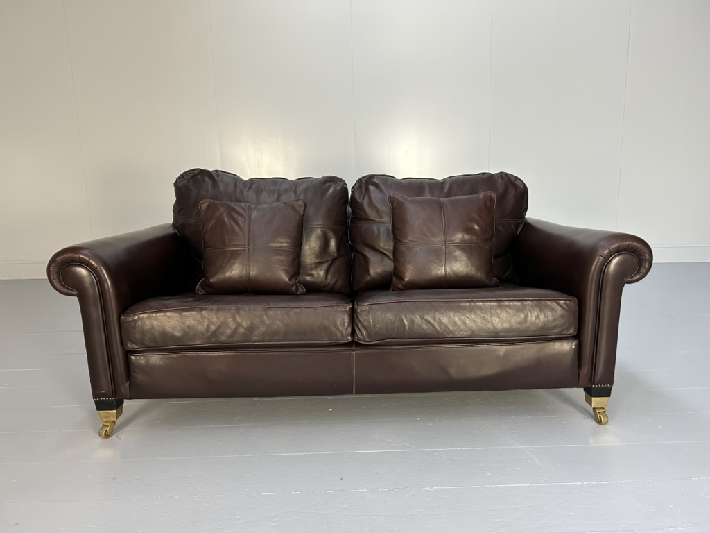 Duresta "New Plantation" 2.5-Seat Sofa - In Dark Brown Leather - Image 3
