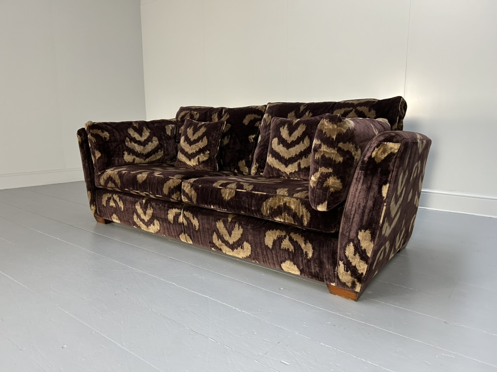 Duresta "Mandalay" Sofa & 2 Armchair Suite - In Aubergine & Gold Velvet - Image 4