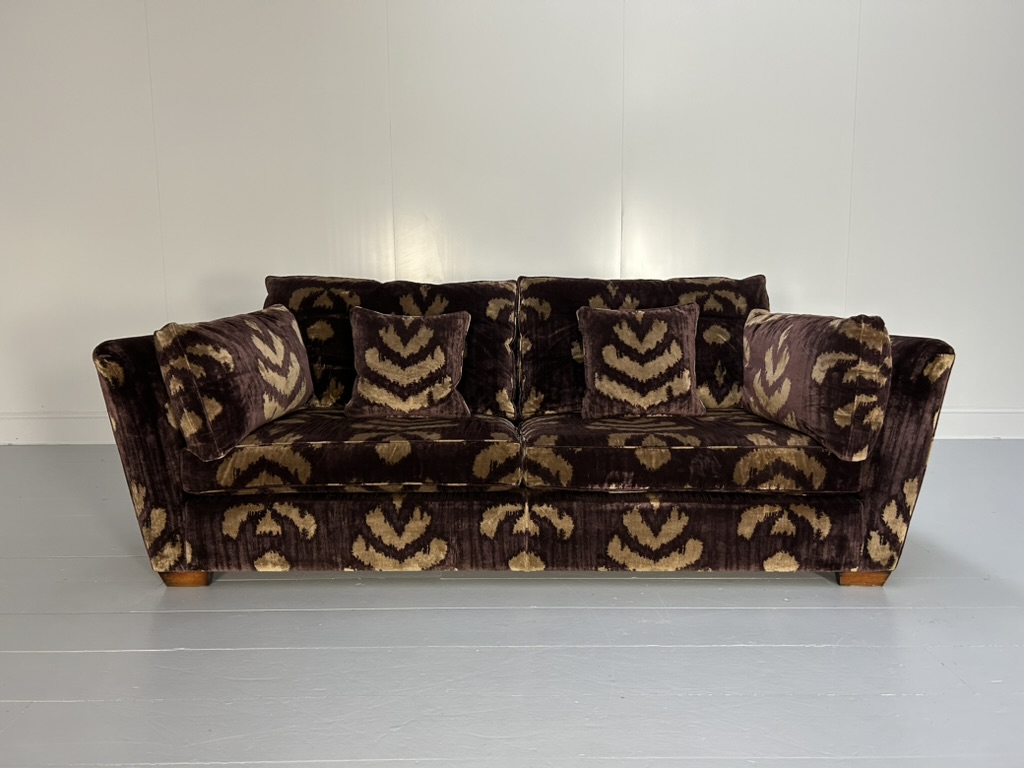 Duresta "Mandalay" Sofa & 2 Armchair Suite - In Aubergine & Gold Velvet - Image 5