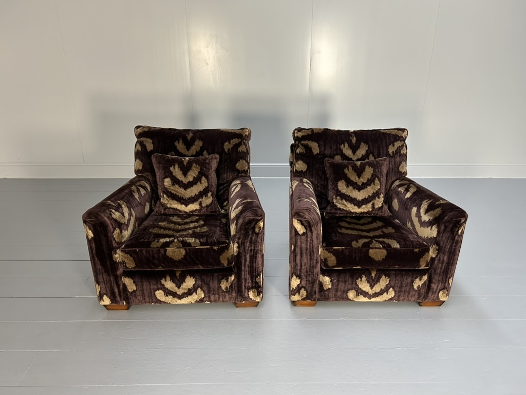 Duresta "Mandalay" Sofa & 2 Armchair Suite - In Aubergine & Gold Velvet - Image 14