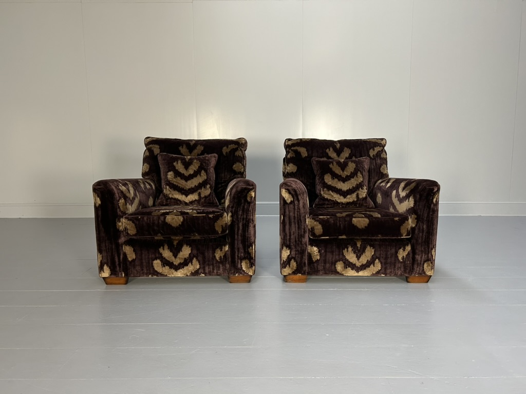 Duresta "Mandalay" Sofa & 2 Armchair Suite - In Aubergine & Gold Velvet - Image 13