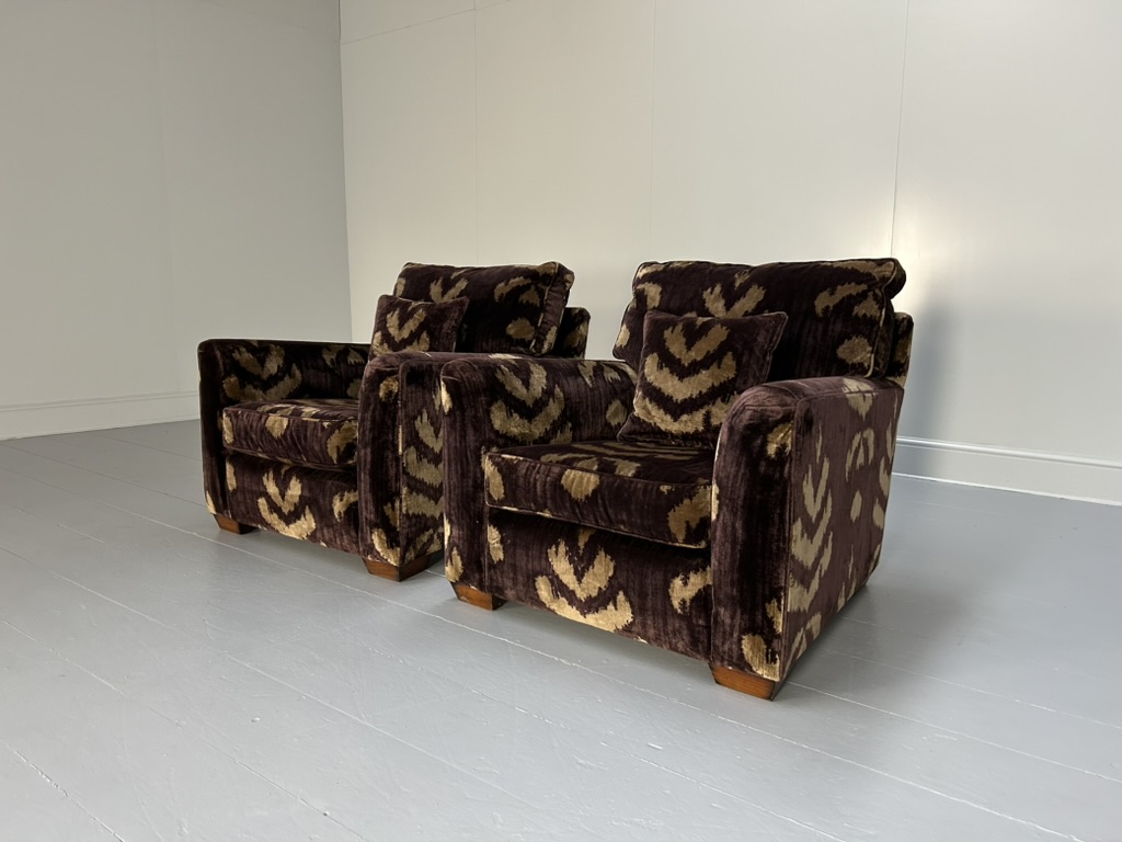 Duresta "Mandalay" Sofa & 2 Armchair Suite - In Aubergine & Gold Velvet - Image 12
