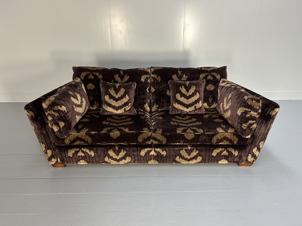 Duresta "Mandalay" Sofa & 2 Armchair Suite - In Aubergine & Gold Velvet - Image 8