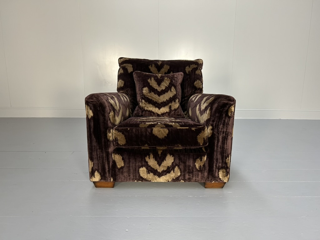 Duresta "Mandalay" Sofa & 2 Armchair Suite - In Aubergine & Gold Velvet - Image 16