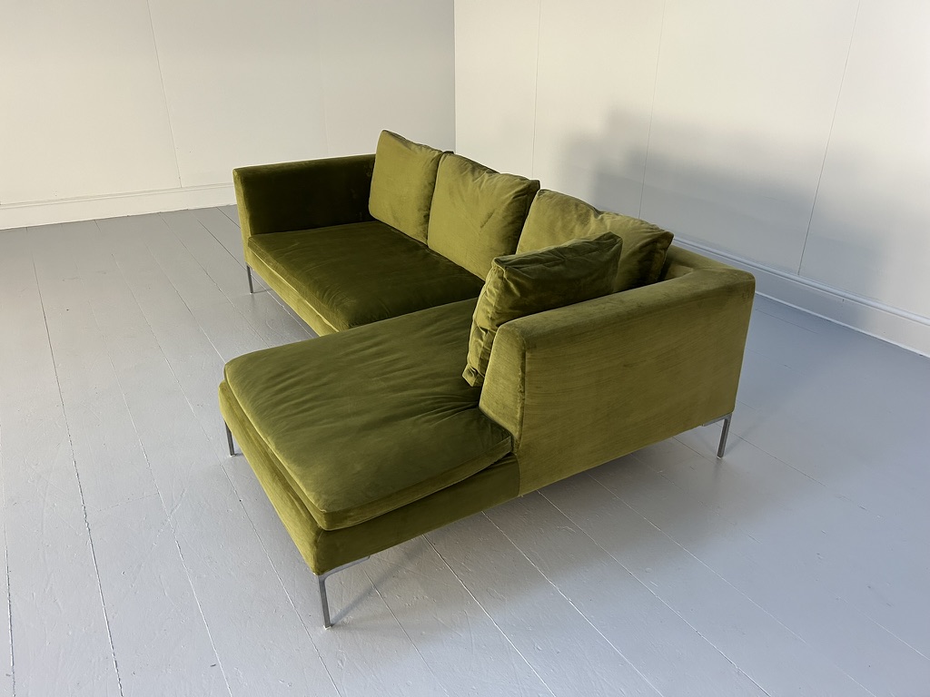 B&B Italia "Charles" L-Shape Sectional Sofa - In Mid-Green Velvet - Image 7