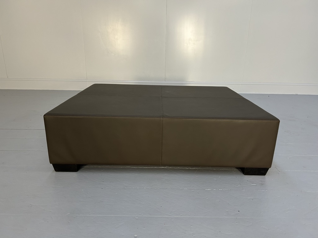 Christian Liaigre "Galet" Large Coffee Table Ottoman Footstool - In Brown Leather - Image 3
