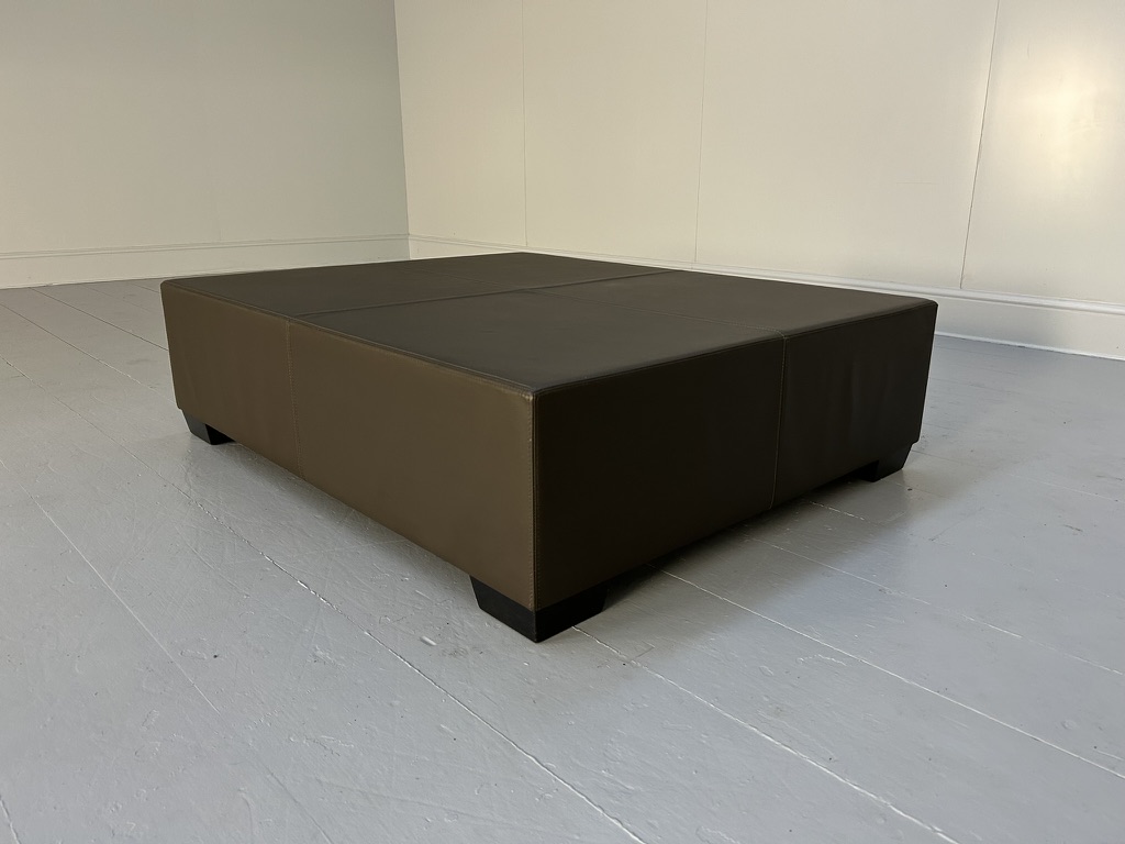 Christian Liaigre "Galet" Large Coffee Table Ottoman Footstool - In Brown Leather