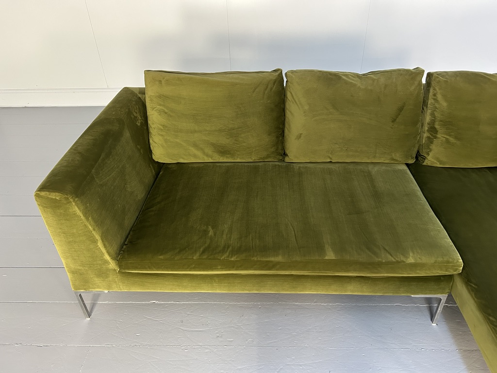 B&B Italia "Charles" L-Shape Sectional Sofa - In Mid-Green Velvet - Image 8