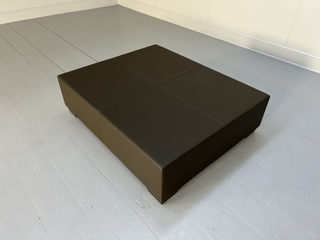 Christian Liaigre "Galet" Large Coffee Table Ottoman Footstool - In Brown Leather - Image 4