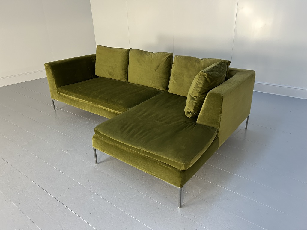 B&B Italia "Charles" L-Shape Sectional Sofa - In Mid-Green Velvet - Image 6