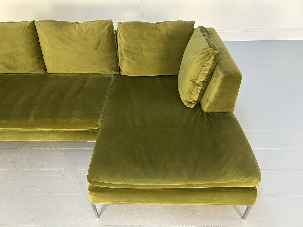 B&B Italia "Charles" L-Shape Sectional Sofa - In Mid-Green Velvet - Image 9