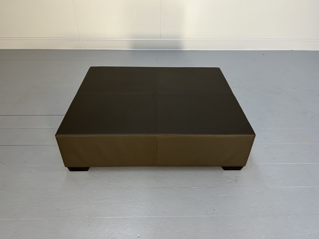 Christian Liaigre "Galet" Large Coffee Table Ottoman Footstool - In Brown Leather - Image 5