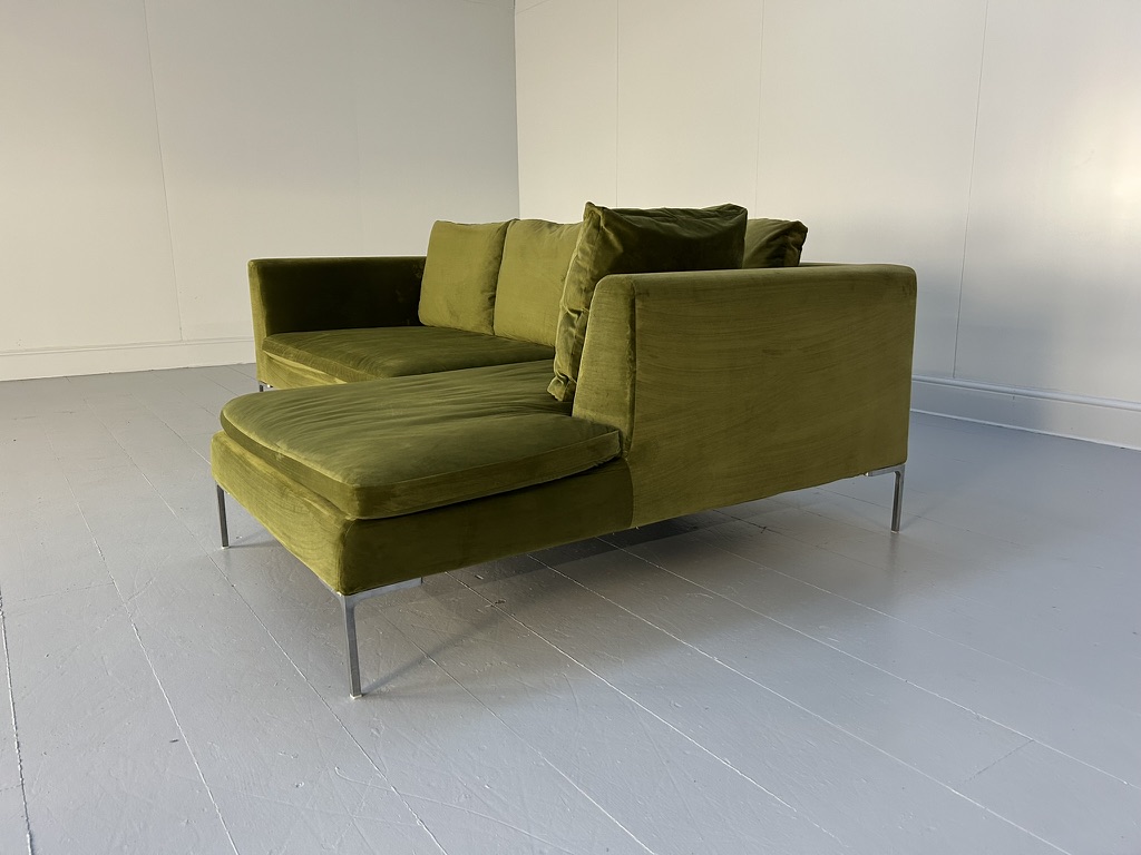 B&B Italia "Charles" L-Shape Sectional Sofa - In Mid-Green Velvet - Image 4
