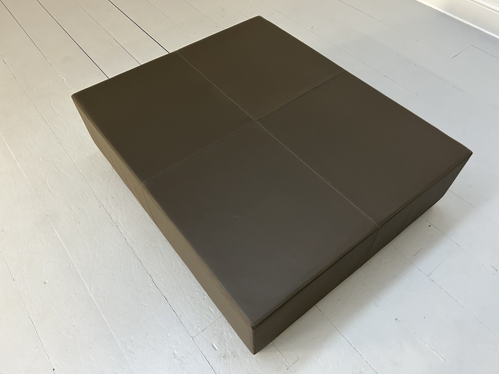 Christian Liaigre "Galet" Large Coffee Table Ottoman Footstool - In Brown Leather - Image 6