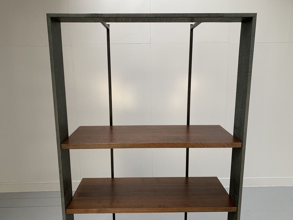 Baxter of Italy "Bourgeois" Bookcase Display Unit - In Canaletto Walnut and Leather - Image 4