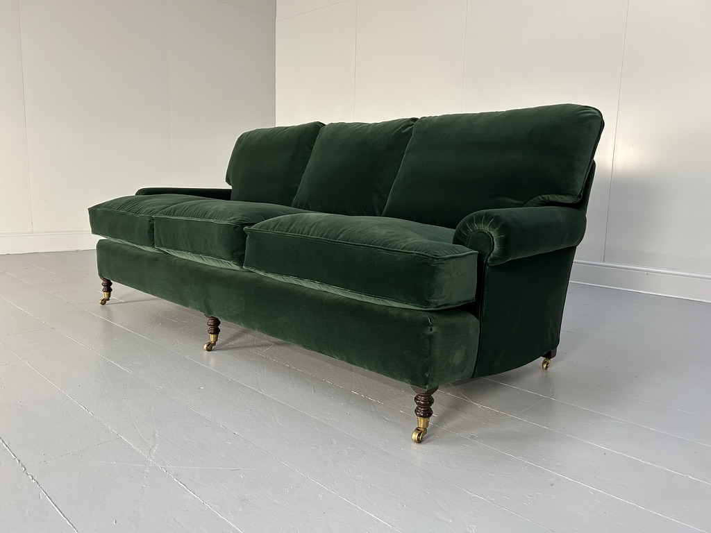 George Smith "Signature" 3-Seat Sofa - In Dark Green Italian Velvet
