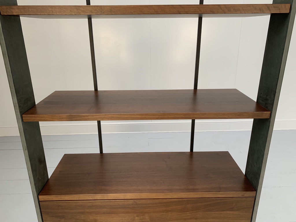 Baxter of Italy "Bourgeois" Bookcase Display Unit - In Canaletto Walnut and Leather - Image 5
