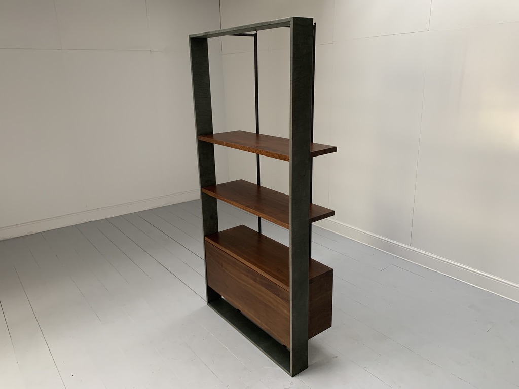 Baxter of Italy "Bourgeois" Bookcase Display Unit - In Canaletto Walnut and Leather - Image 3