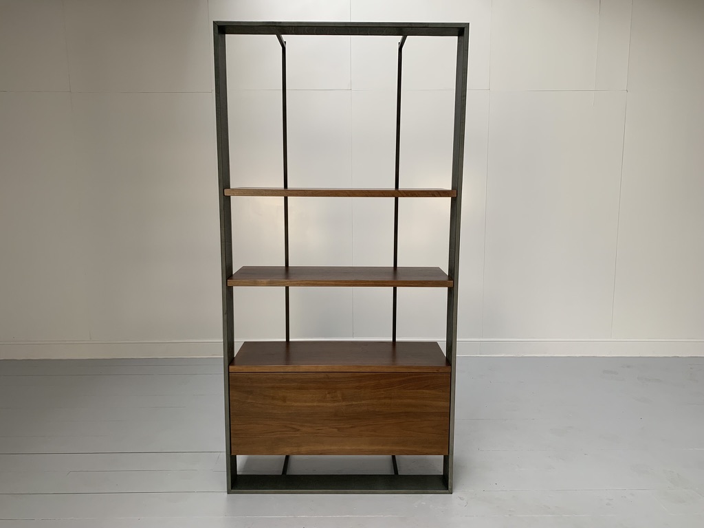 Baxter of Italy "Bourgeois" Bookcase Display Unit - In Canaletto Walnut and Leather