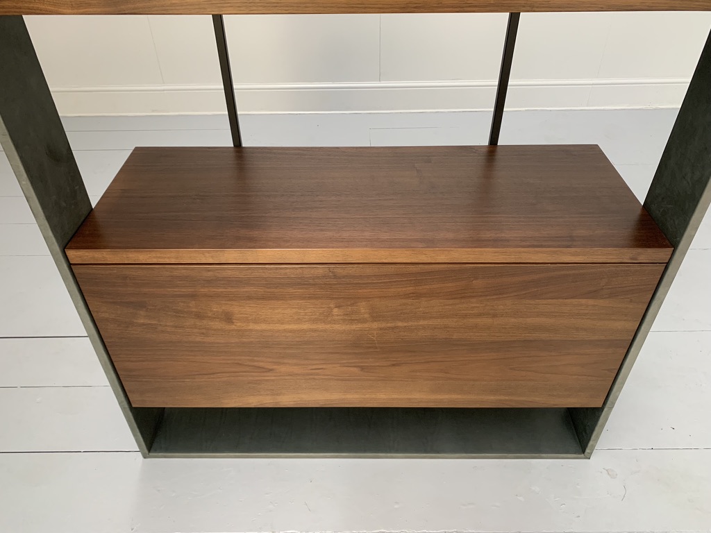 Baxter of Italy "Bourgeois" Bookcase Display Unit - In Canaletto Walnut and Leather - Image 6
