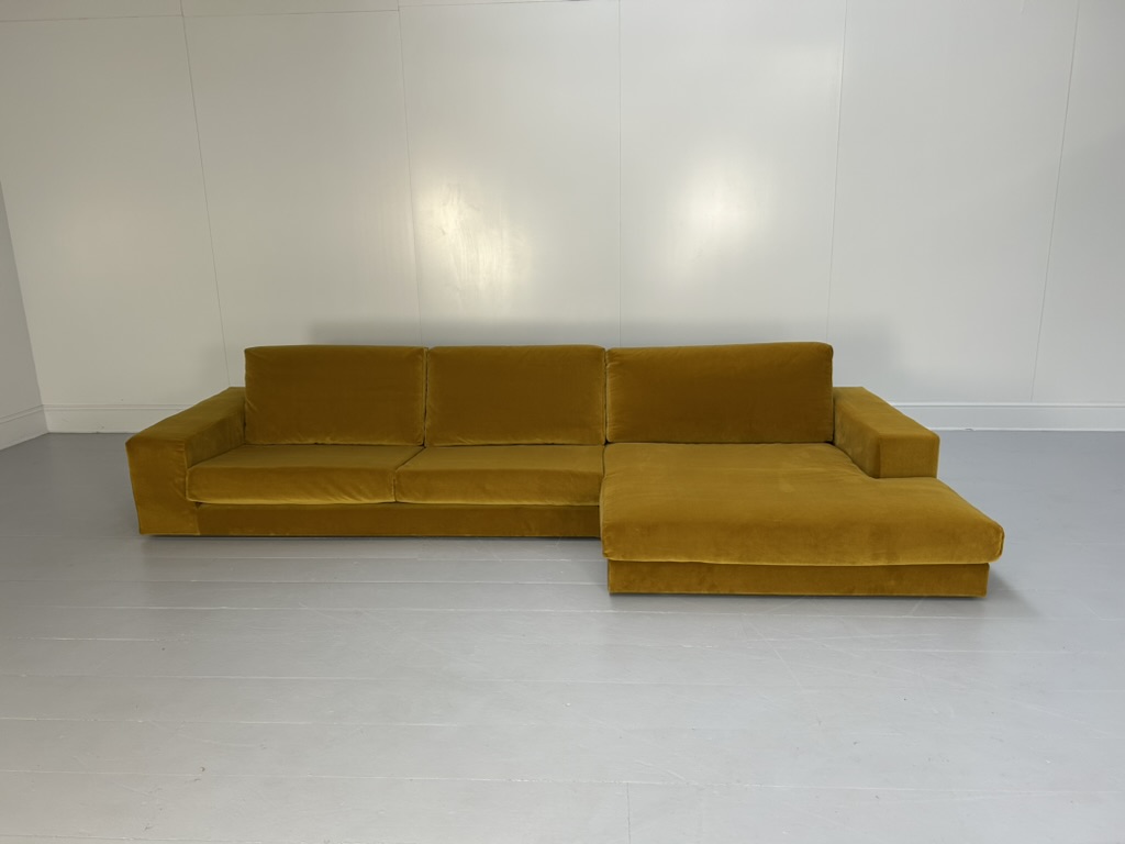Arketipo "Best" 4-Seat L-Shape Sectional Sofa - In Mustard Yellow Velvet - Image 3