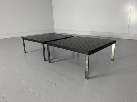 Pair of Poltrona Frau "Geometrie" Coffee Sofa Side Tables - In Wenge