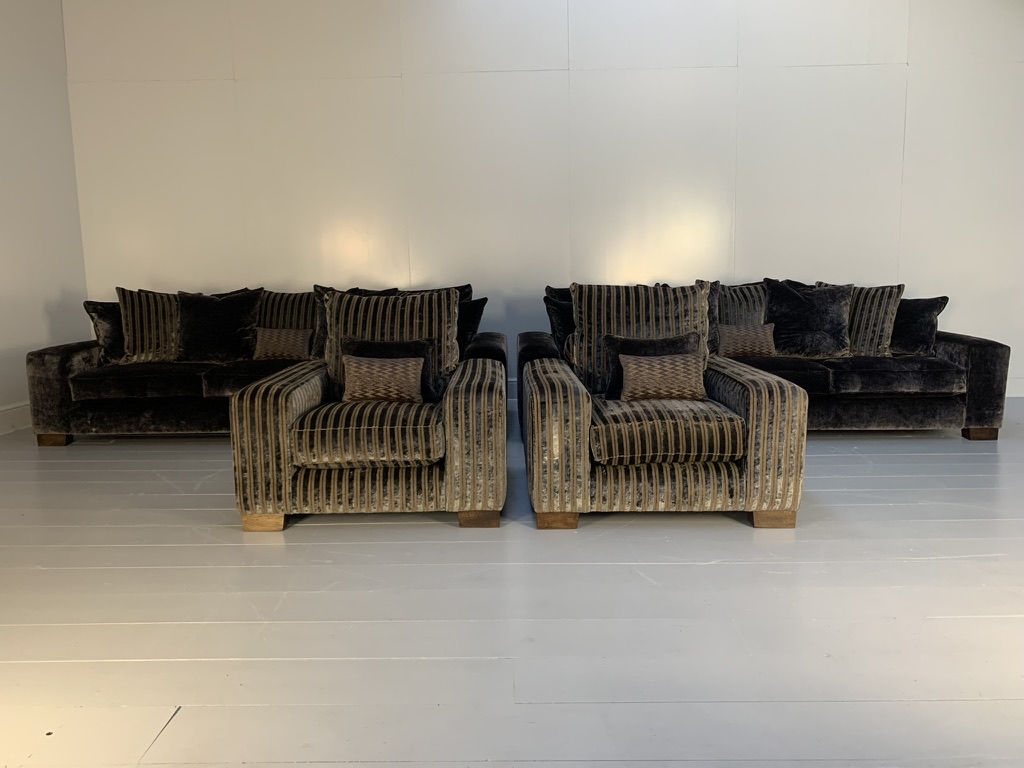 Lord Browns 2 Sofa & 2 Armchair Suite - In Romo "Zinc" Metallic Velvet