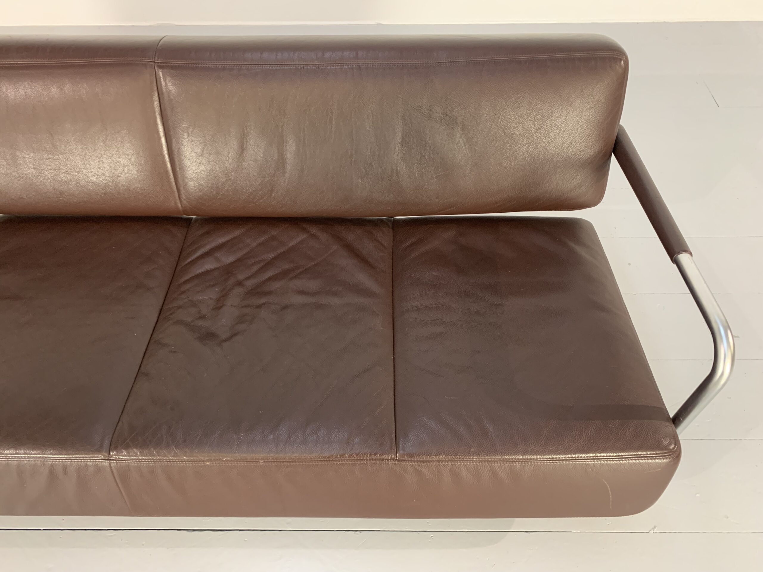 Vitra "Visavis" 3-Seat Sofa - In Dark-Brown Leather - Image 12