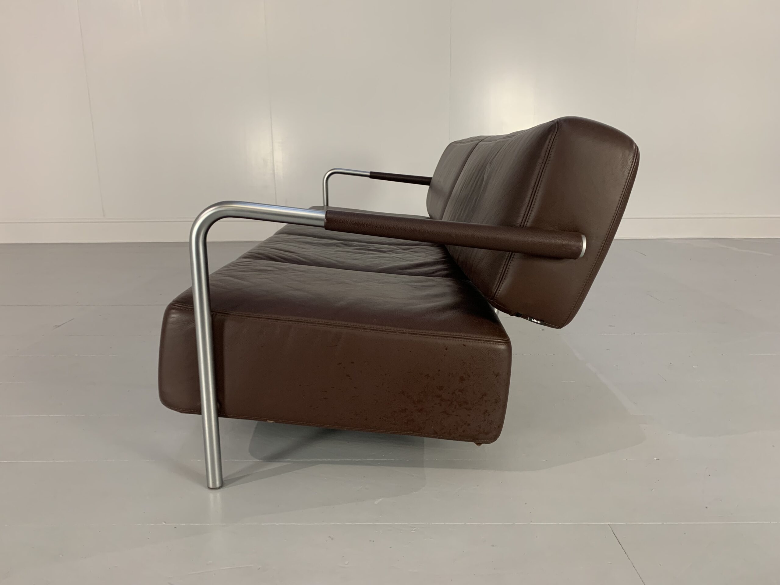 Vitra "Visavis" 3-Seat Sofa - In Dark-Brown Leather - Image 5