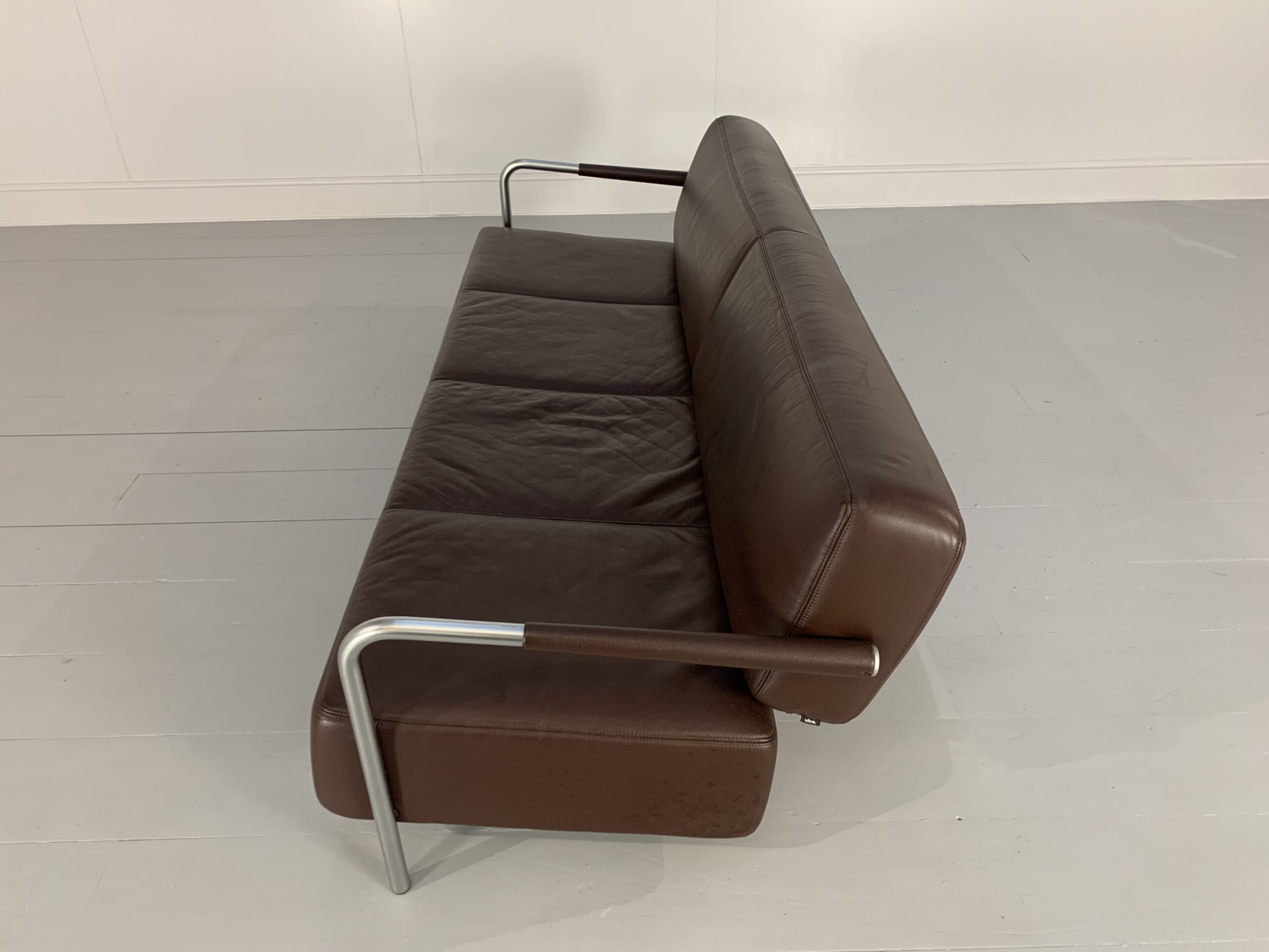 Vitra "Visavis" 3-Seat Sofa - In Dark-Brown Leather - Image 9