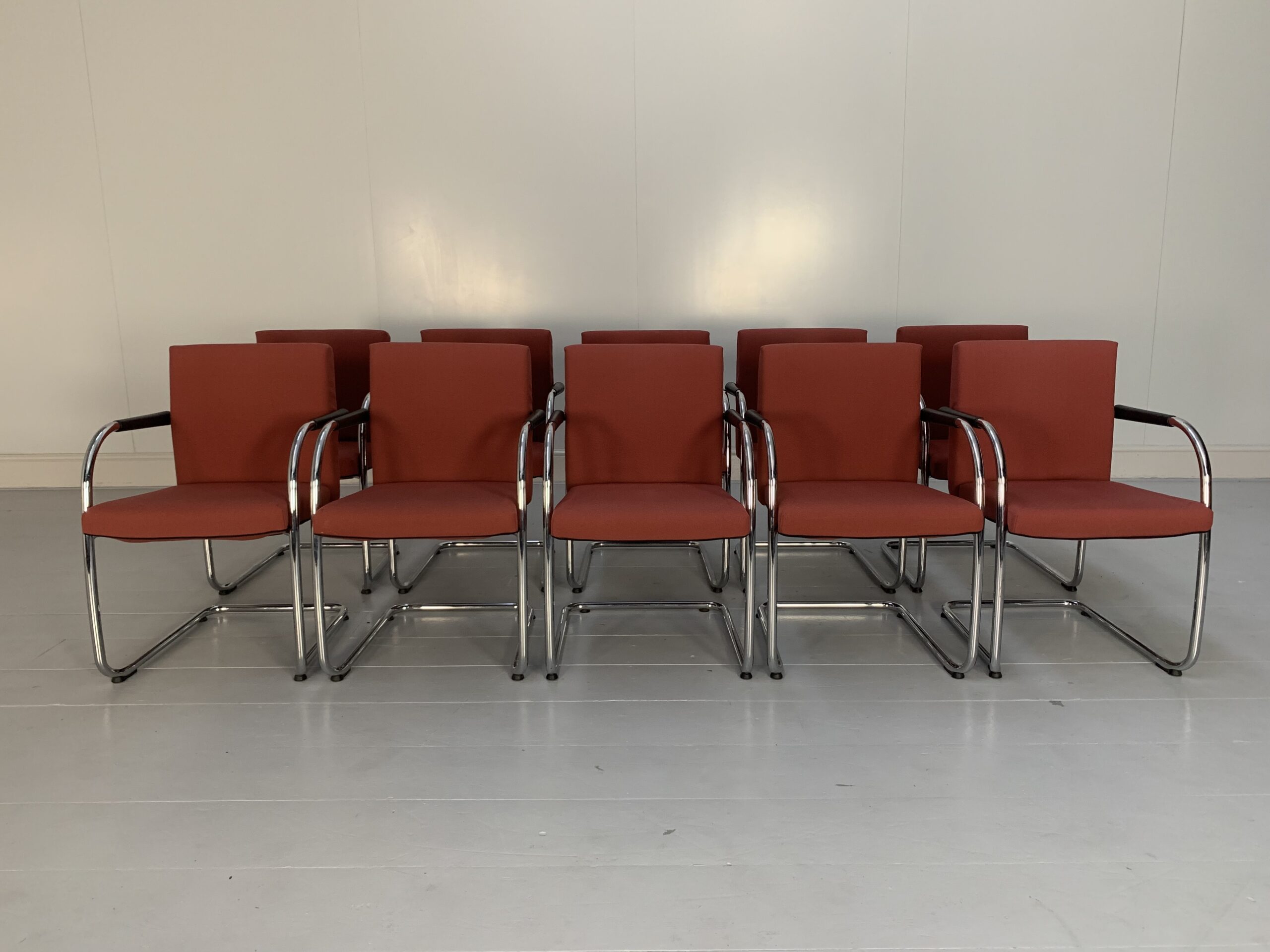 10 Vitra "Visasoft" Dining / Meeting Chairs - In Dark Red Fabric - Image 3